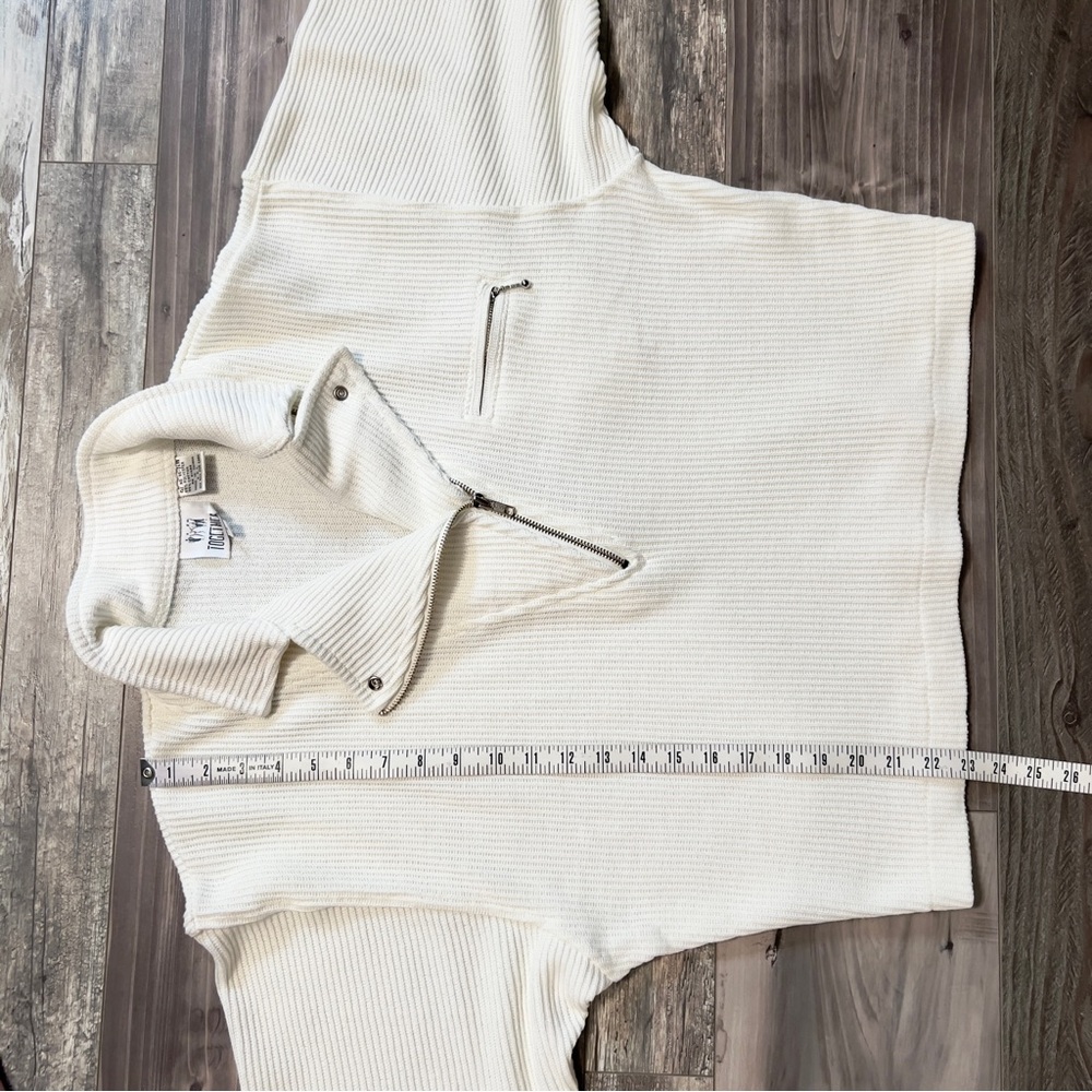 Vintage Together Ribbed Sweater Large Knit White Asymmetrical Zip Collared Moto - Picture 16 of 16